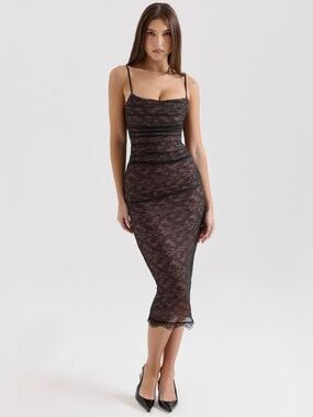 HOUSE OF CB Gaia Black Midi Dress M